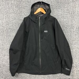REI Co-op Jacket Mens 2XL Black Gore-Tex Hooded Rain Windbreaker Hiking XXL